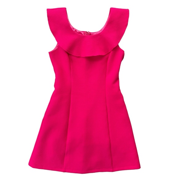 She + Sky Womens Size Small Pink Ruffle Neck Sleeveless Waffle Knit A-line Dress - Picture 1 of 15